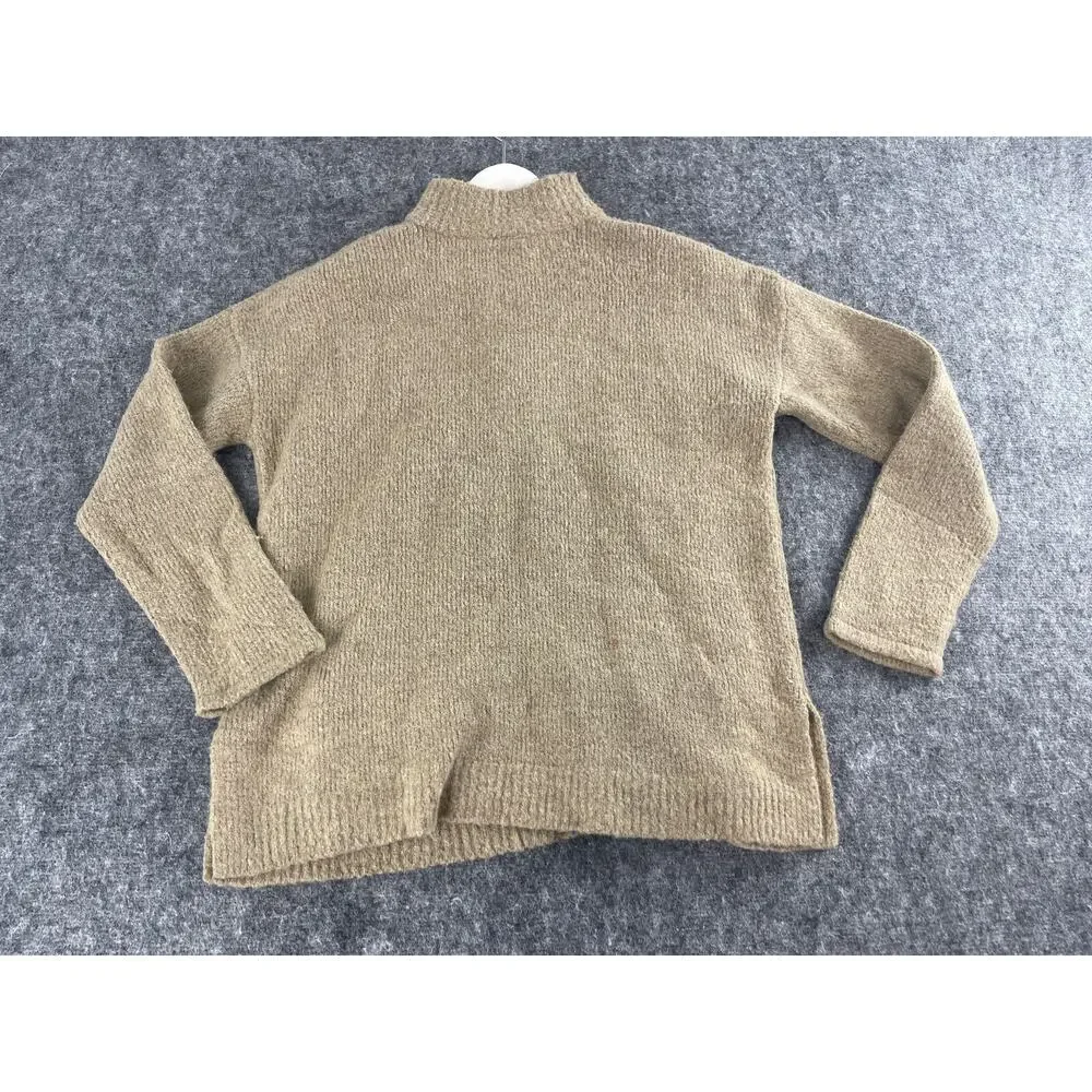Cable & Gauge Sweater Women Medium Brown Quarter Zip Pullover Pockets Tunic N281
